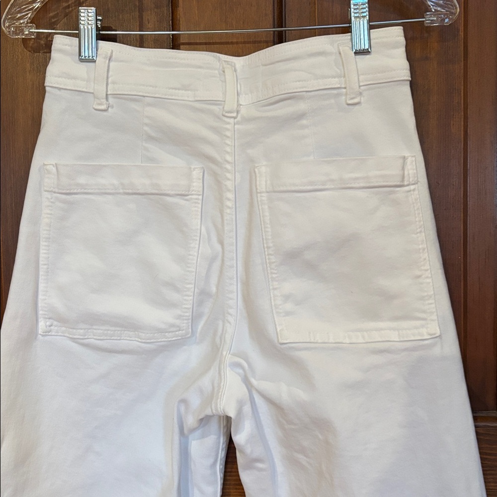 Zara White Wide-Leg Denim Pants, US Size 4, Like New - Picture 3 of 6